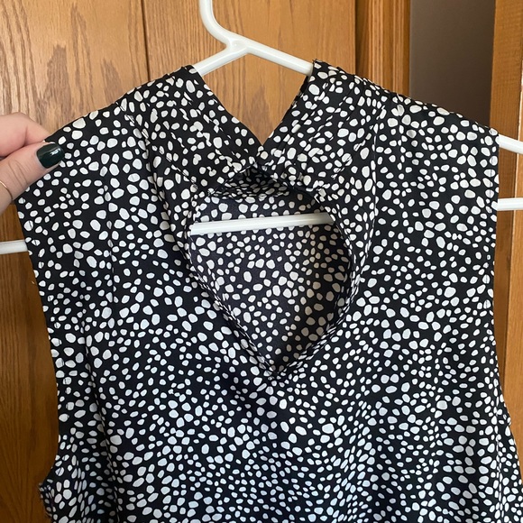 DYNAMITE black and white polka dot halter blouse - Picture 2 of 3